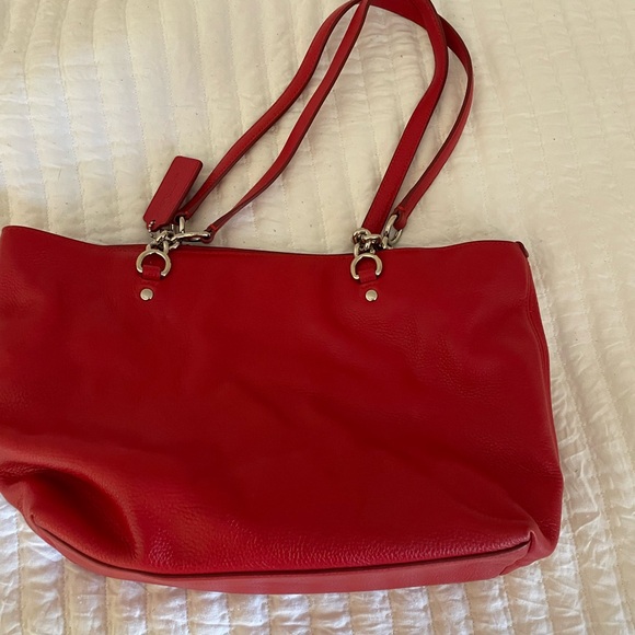 Vintage Coach Red Leather Tote Bag - Picture 1 of 8
